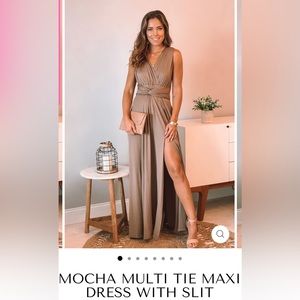 Mocha Multi tie Maxi Dress from saved by the dress